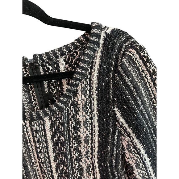 St John Womens Black Zip Knee Length Vertical Striped Tweed Sheath Dress Size 6 - Picture 7 of 13